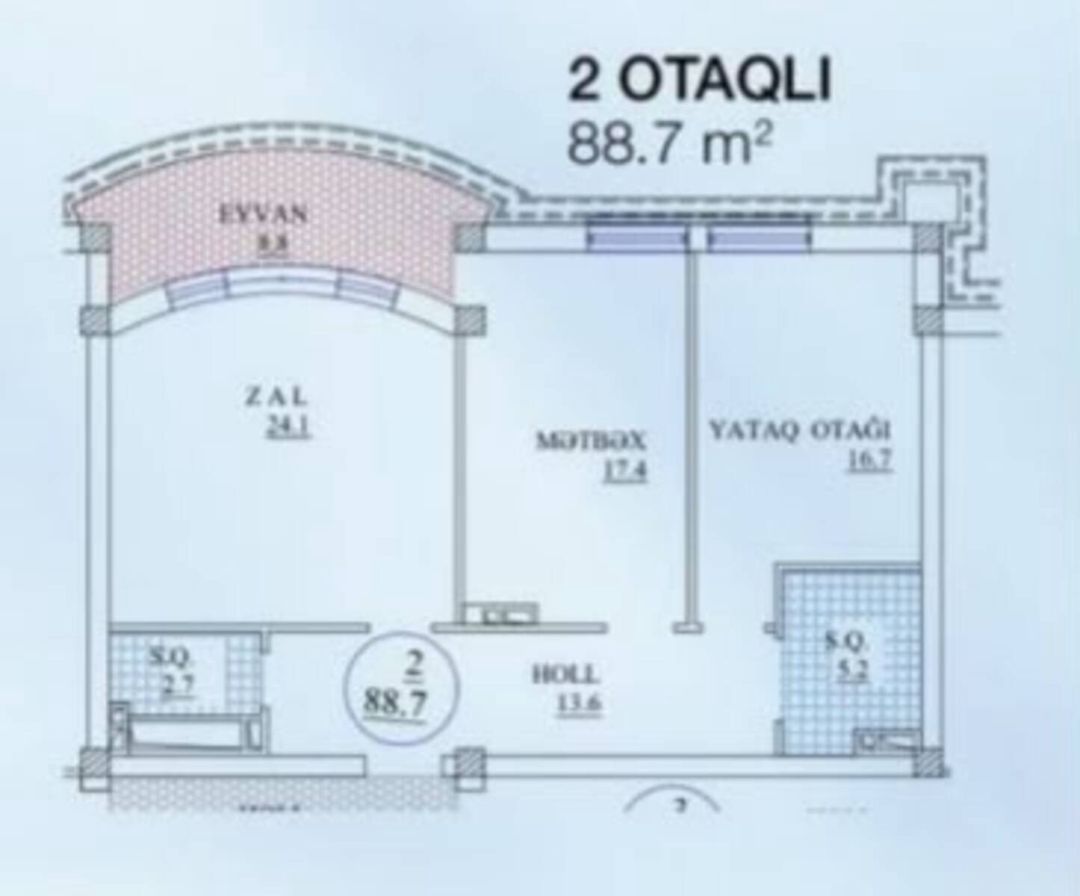 Satılır 2 otaqlı yeni tikili 88.7 m² — Mənzil, Bakı (4)