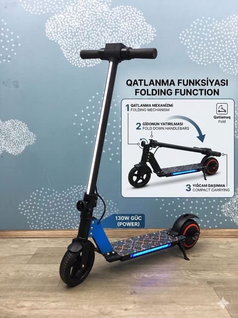 Uşaq üçün elektrik samokat D07, qara — Bakı