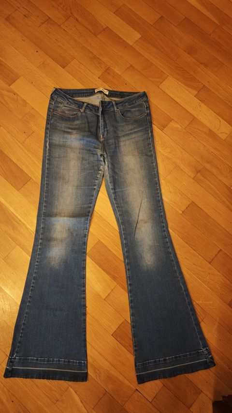 Kotton Jeans “Victoria” qadın cins şalvar - Model: flared/boru kəsim — Deniz