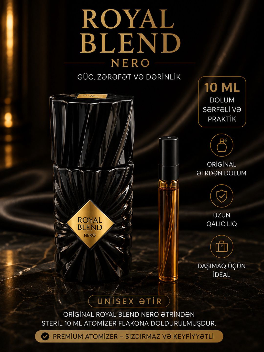 No brand Royal Blend Nero uniseks Extrait De Parfum, 10 ml — Mallar, Bakı