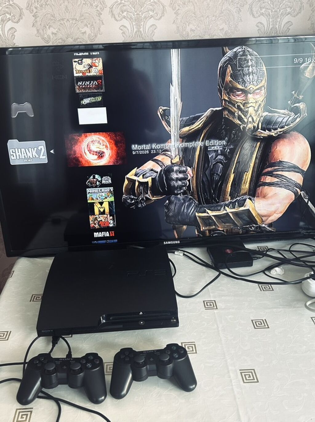 Sony PlayStation 3 Slim oyun konsolu dəsti 40+oyun 2 pult 1il zamanet — Oyun konsolları, Bakı (3)