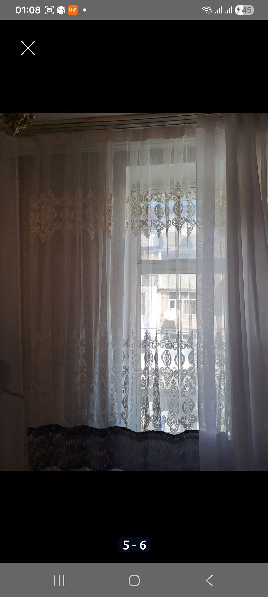 Tül perde 1 gol üstü naxisli boz kantla asagi hisse sacag. ölcü — Pərdələr, kornişlər, jalüzilər, Bakı (7)