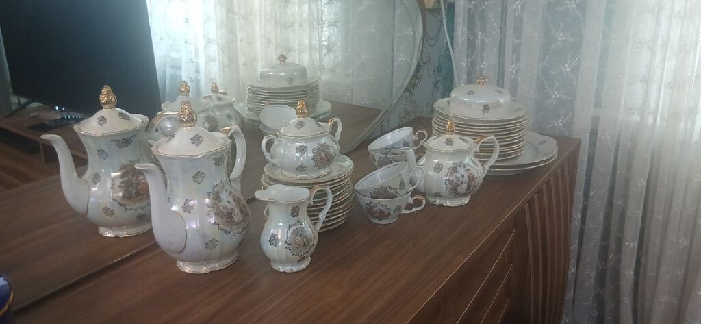 Çay dəsti, rəng - Ağ, Farfor, 12 nəfərlik, Almaniya — Süfrə qabı, Gəncə (3)