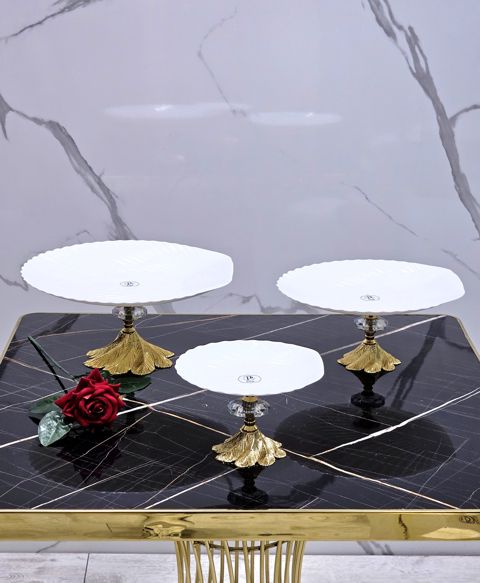 Şirniyyat qabı, keramika, ağ/qızılı, 26 sm, 1 ədəd - homestore_vm2094 — Bakı
