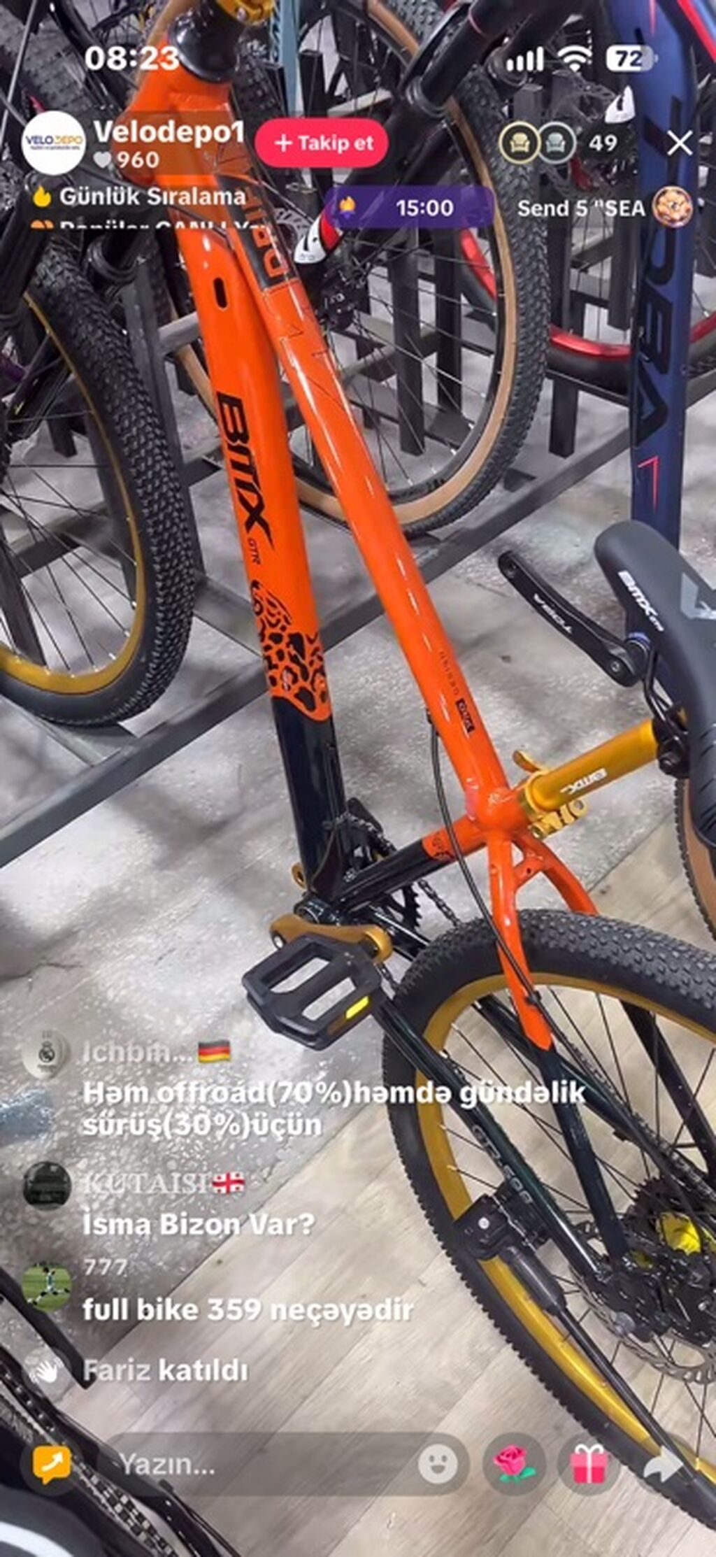 BMX GTX dağ velosipedi - Rəng: narıncı-qara (qızılı detallarla) — Dağ velosipedləri, İmişli