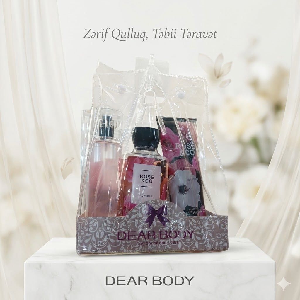 Bədən üçün kosmetika dəsti Rose & Co (bədən üçün sprey + duş geli + bədən üçün losyon) — Mallar, Bakı