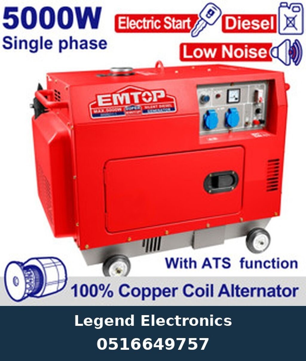 Elan başlığı: Dizel generatoru Emtop 5000W avtomatik - EDGRS511-1 — Generatorlar, Bakı