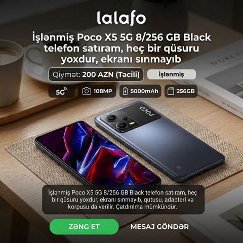 Poco X5 5G, 256 GB, rəng - Qara — Masazır