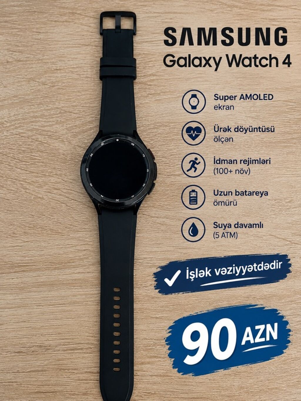 Samsung Galaxy Watch 4 – qara rəngli ağıllı saat Xüsusiyyətlər — Ağıllı saatlar, Saray