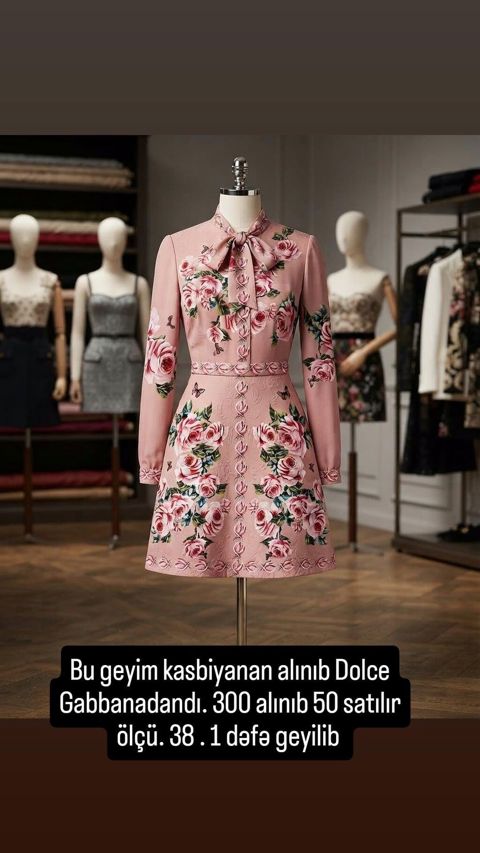 Dolce & Gabbana qadın donu - Rəng: pudra çəhrayı - Naxış: güllü — Bakı