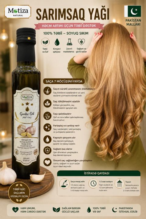 Saç üçün yağ Motiza Natural Garlic 250 ml — Bakı