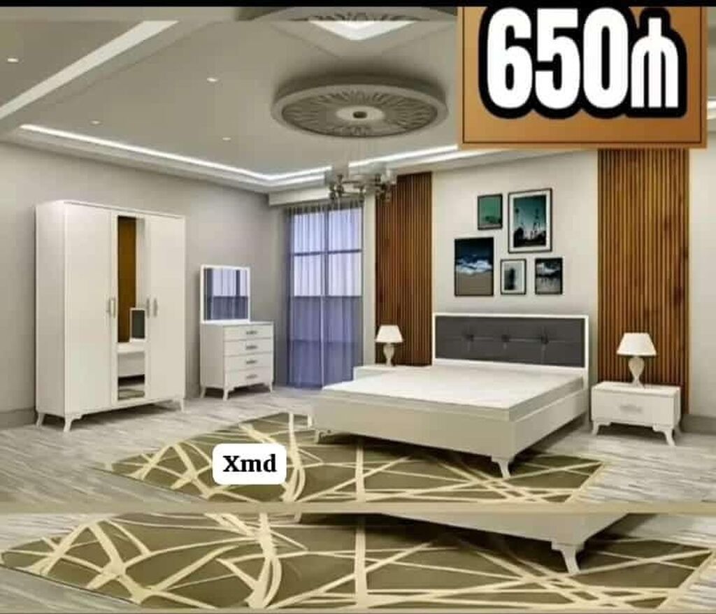 Yataq otağı dəsti Komplektə daxildir: - 2 qapılı, güzgülü şkaf — Yataq otağı mobilya dəstləri, Bakı