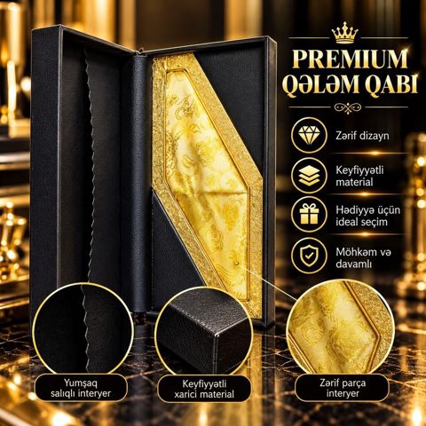 Premium Qələm Qabı - Zərif və təmtəraqlı dizayn: Qızılı dekor — Bakı