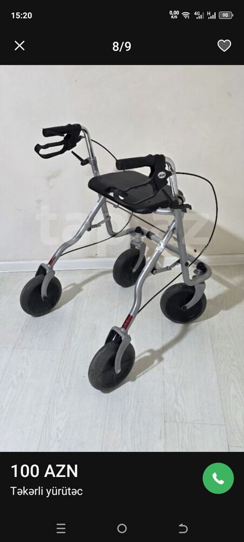 Təkərli yürütəc – 100 AZN - 4 təkərli rollator tipli yürütəc — Bakı