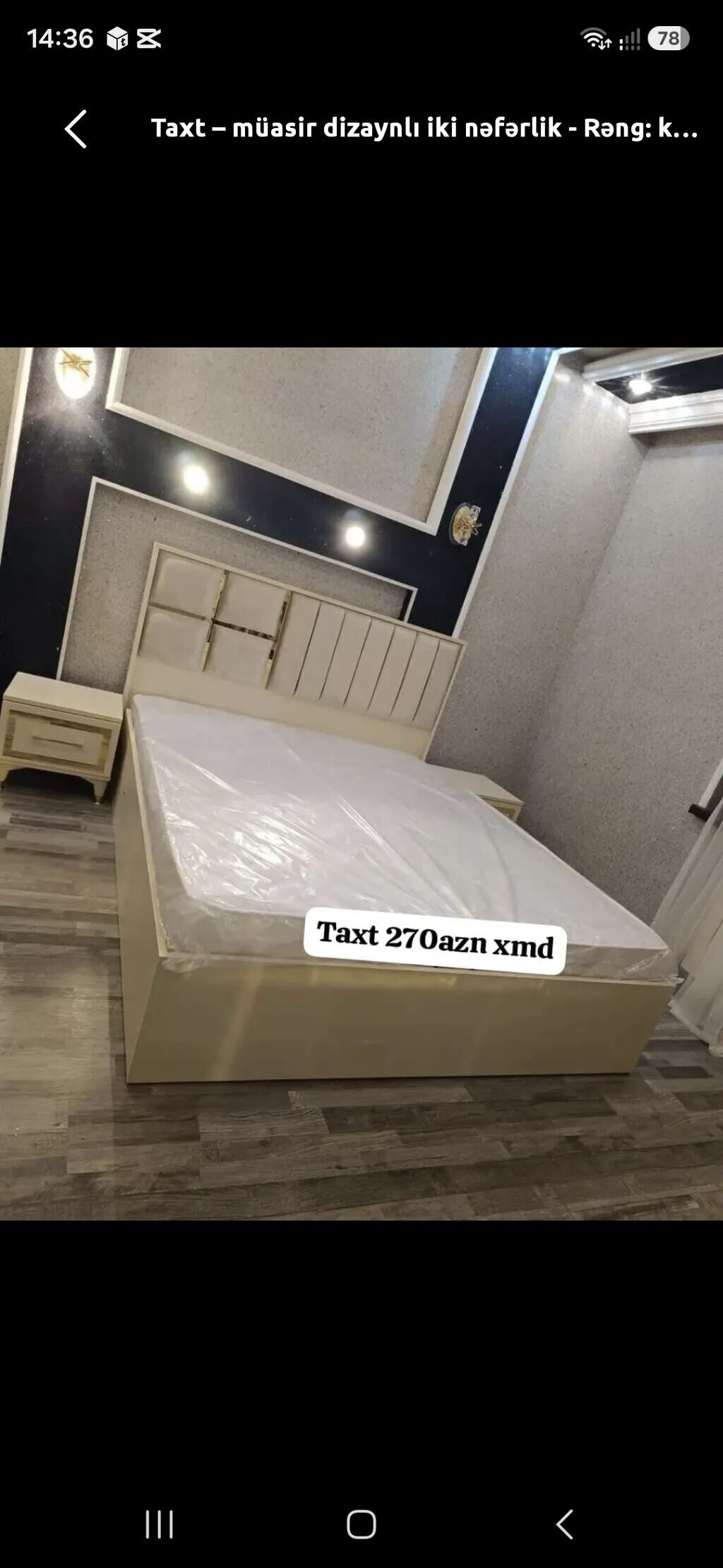 Müasir dizaynlı iki nəfərlik taxt - Rəng: krem/ivory tonlarda - Zərif — Yataqlar, Mehdiabad