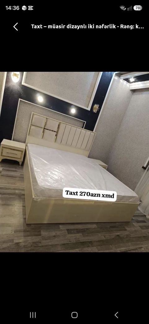 Müasir dizaynlı iki nəfərlik taxt - Rəng: krem/ivory tonlarda - Zərif — Mehdiabad