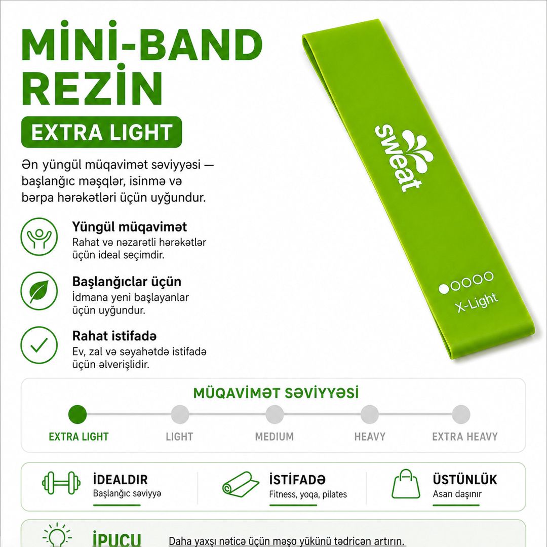 Fitnes-rezin Sweat Extra Heavy, rezin, yaşıl — Mallar, Bakı