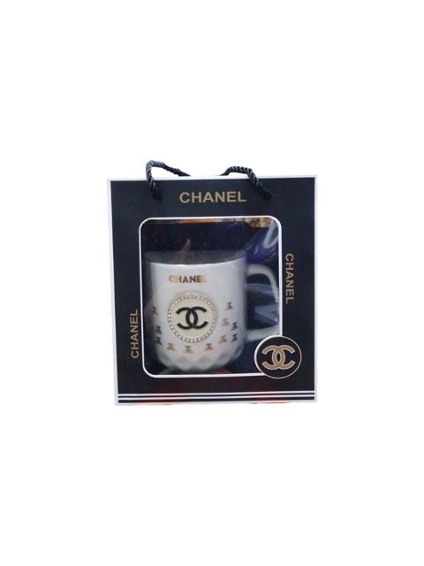 Fincan YT-289, ağ, Chanel loqolu, qaşlı, hədiyyəlik qutuda — Bakı