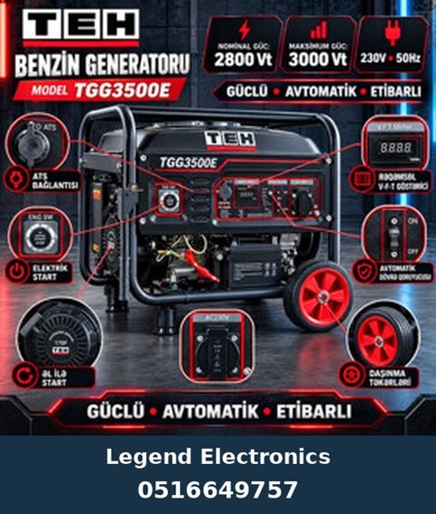 Elan başlığı: Benzin generatoru TEH TGG3500E, 2.8 kVt Elan mətni: TEH — Bakı