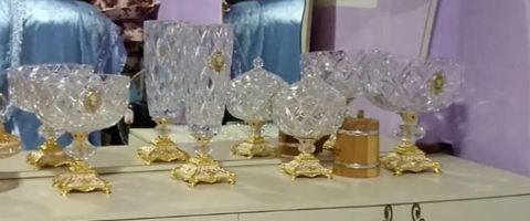 Zərif büllur/qədim üslubda masa üstü dəst - Şık kəsim naxışlı büllur — Bakı