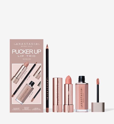 Dekorativ kosmetika dəsti Anastasia Beverly Hills Pucker Up Lip Trio (dodaq qələmi Deep Taupe 1.14 q + dodaq boyası Hush Pink Matte 3 q + maye dodaq boyası Pure Hollywood 3.5 q) — Bakı