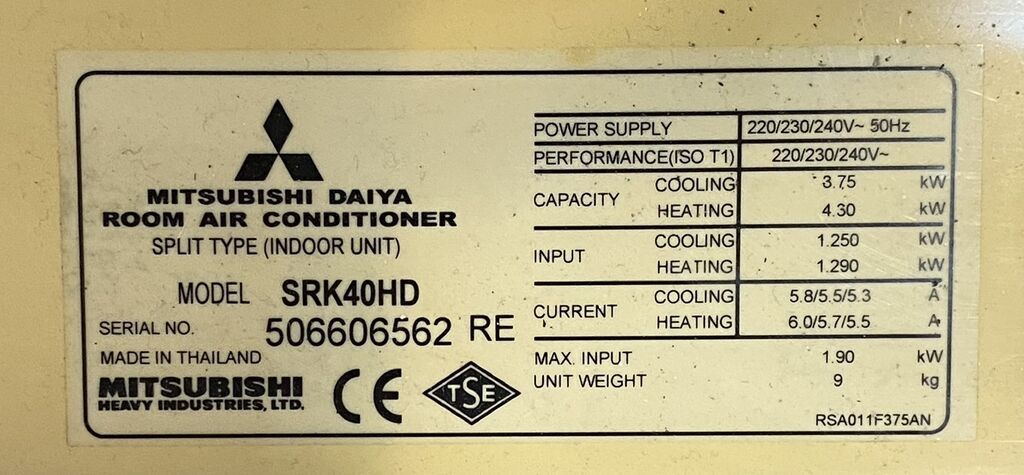 Mitsubishi Heavy Industries split kondisioner – model SRK40HD Texniki — Kondisioner və split-sistemlər, Qobu (3)