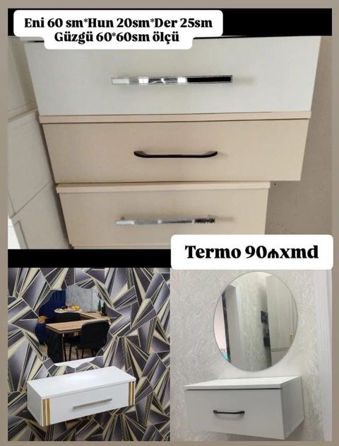 Divar tipli konsol + güzgü dəsti - Material: Termo örtüklü MDF (termo — Bakı