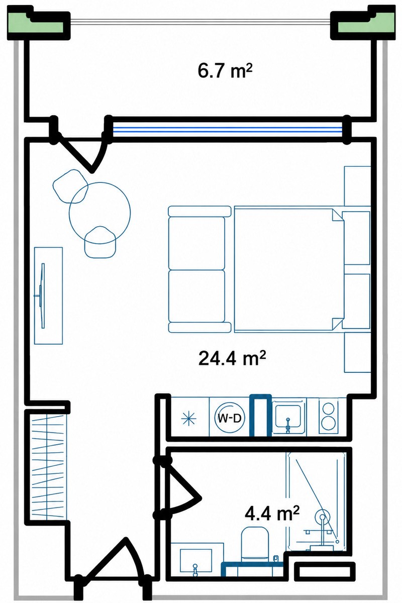 Satılır 1 otaqlı yeni tikili 43.8 m² — Mənzil, Bakı (7)