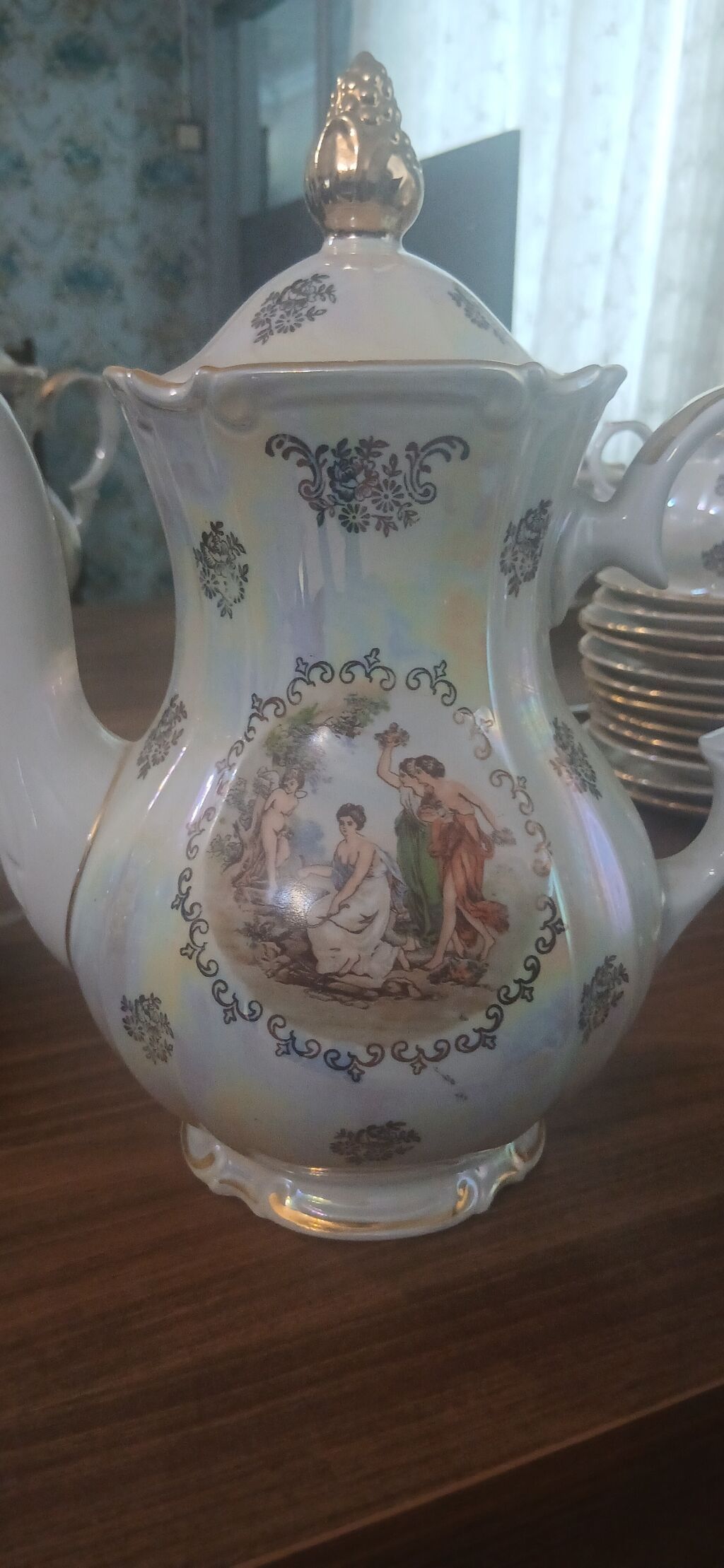 Çay dəsti, rəng - Ağ, Farfor, 12 nəfərlik, Almaniya — Süfrə qabı, Gəncə