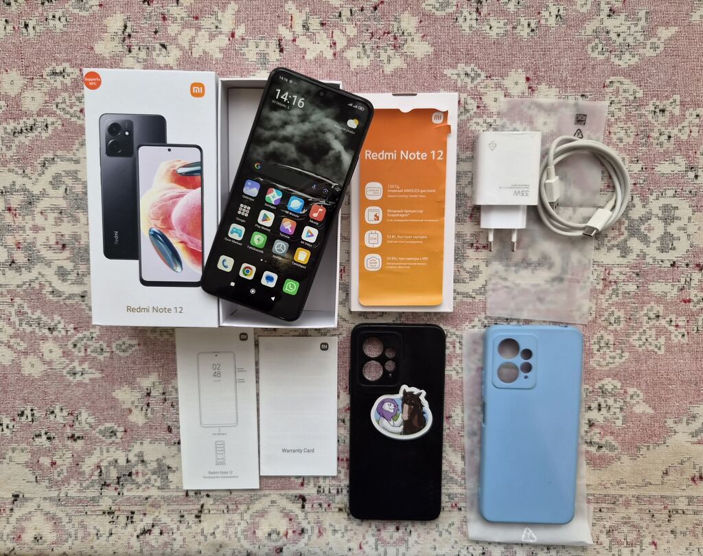 Redmi Note 12, 128 GB, rəng - Qara, Sensor, Barmaq izi, İki sim kartlı — Xiaomi, Bakı