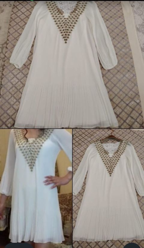 Ağ rəngli zərif qadın donu - Model: A-xətt, qısa (dizüstü), yüngül və — Sumqayıt
