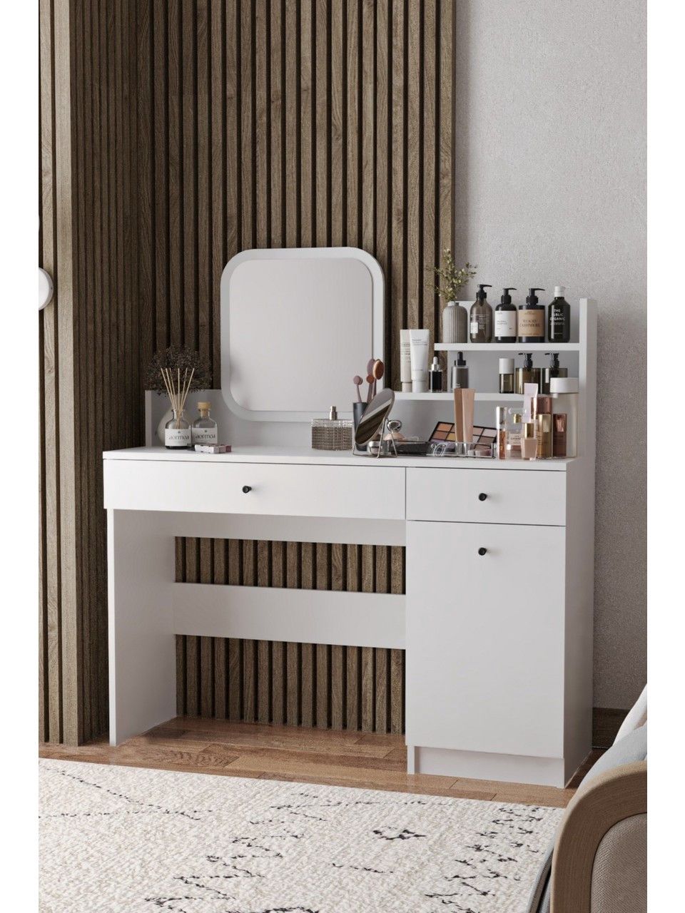 Makiyaj masası Elegant Wood, 123x80x40 sm, ağ — Mallar, Bakı (3)