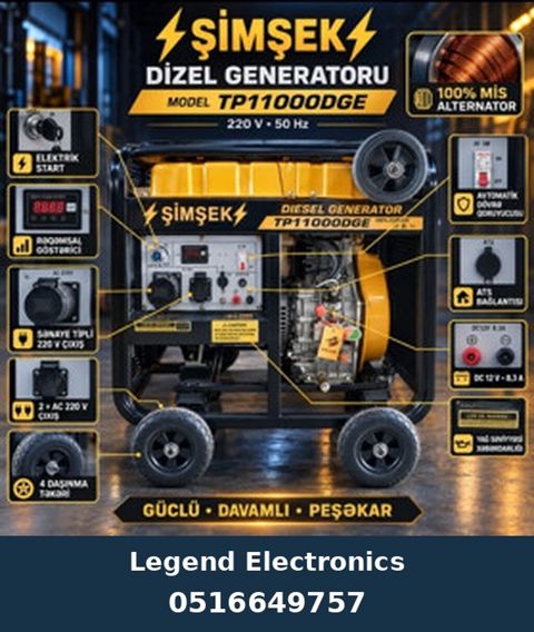 Elan başlığı: Dizel generator Şimşek, TP11000DGE, Dizel, 8,5 kVt, 220 — Bakı