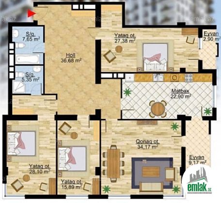 Satılır 4 otaqlı 195 m² yeni tikili Nəsimi r — Mənzil (2)
