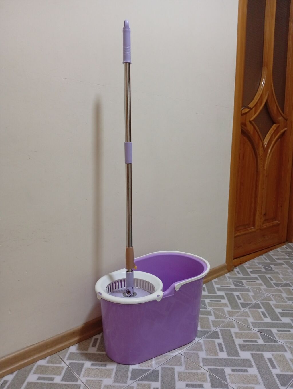 Bənövşəyi rəngdə spin mop dəsti - Dəst: vedrə + fırlanan sıxıcı — Təmizlik üçün alətlər, Bakı