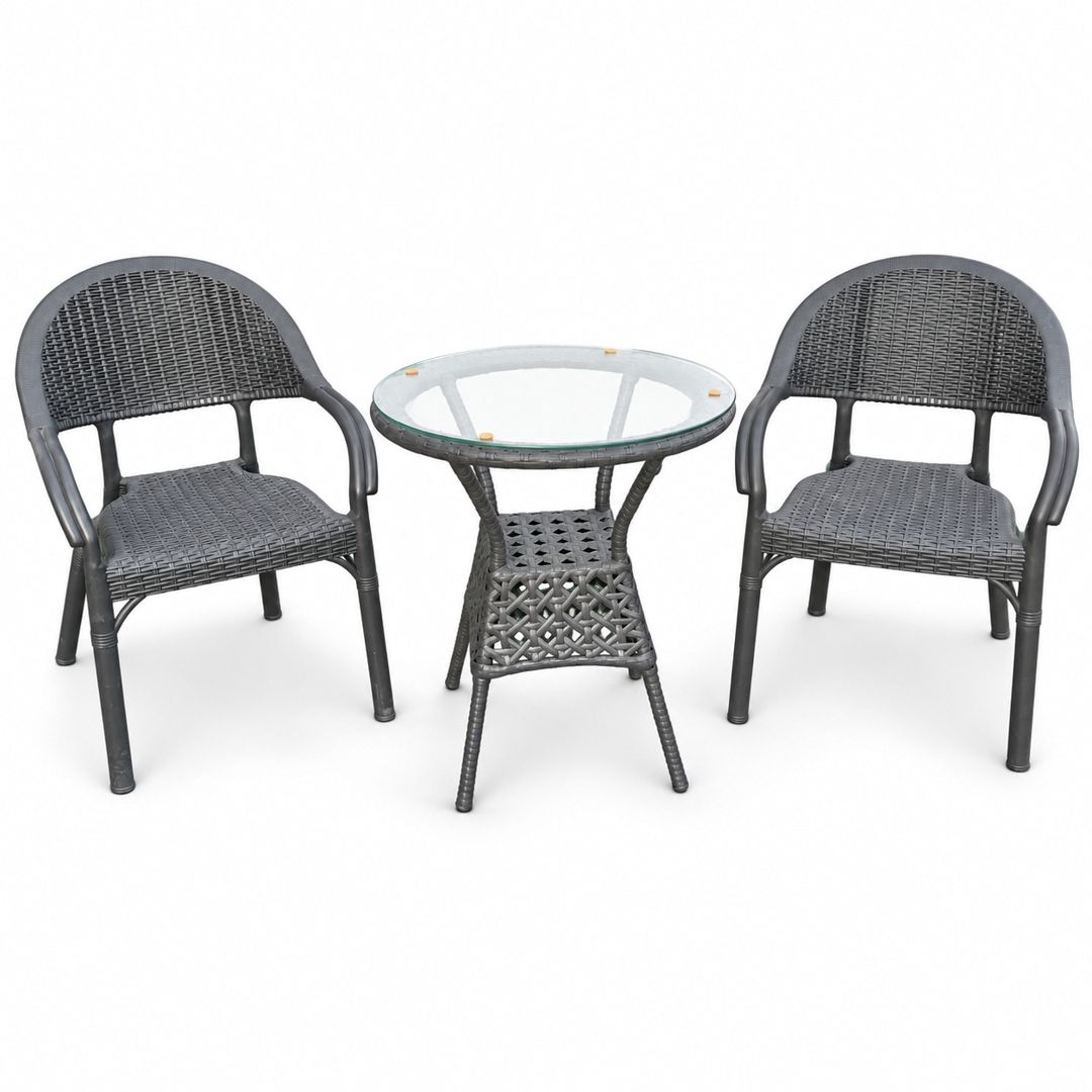 Bağ üçün mebel dəsti, metal/plastik/rattan, 3 əşya, boz — Mallar, Bakı (2)