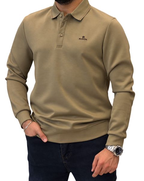 Kişilər üçün uzunqollu polo 2847626, açıq qəhvəyi, pambıq, ölçü 3XL — Bakı