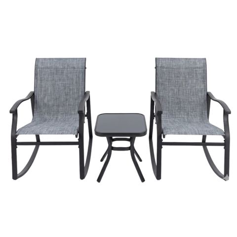 Bağ üçün mebel dəsti HomeDepot masa və 2 yellənən kreslo, boz, 77x60x85 sm — Bakı