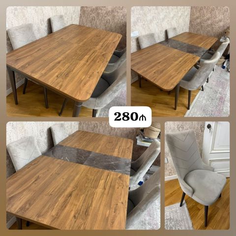 Qonaq otağı üçün, İşlənmiş, Açılan, Kvadrat masa, 4 stul — Bakı