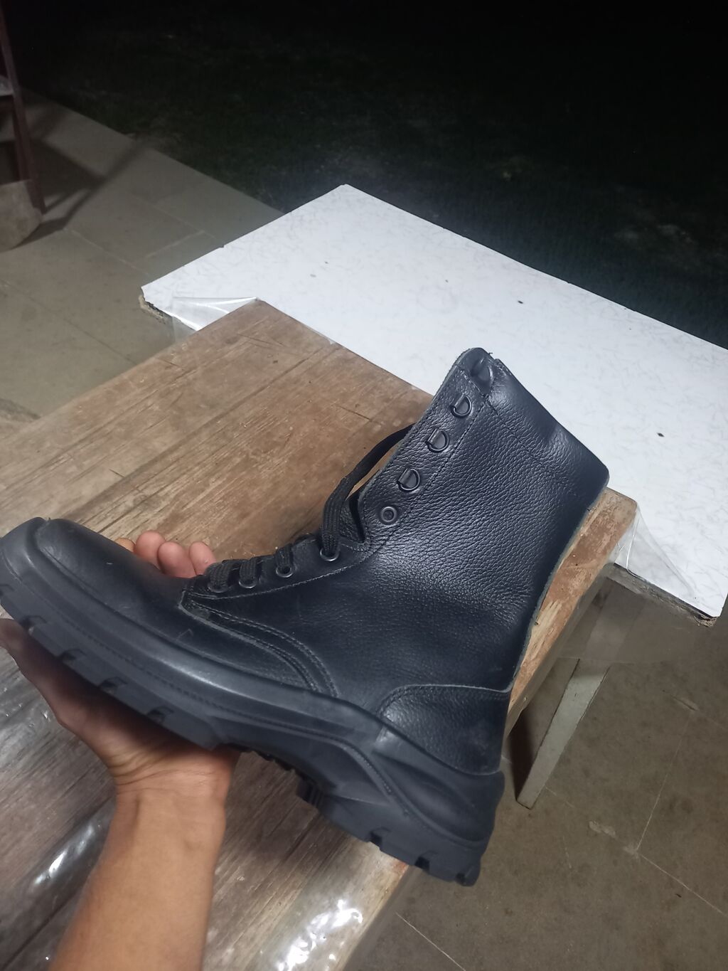 Qara rəngli yüksək boğazlı iş/ hərbi tipli çəkmələr - Material — Botinka, Salyan (3)