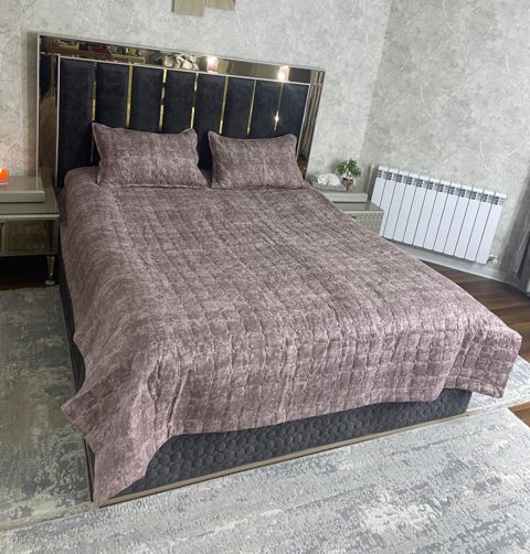Örtük və yastıq üzləri dəsti Piramida Home Premium UT-52281, örtük 220x240 sm, 2 əd yastıq üzü 50x70 sm, ikinəfərlik, məxmər, çəhrayı — Bakı
