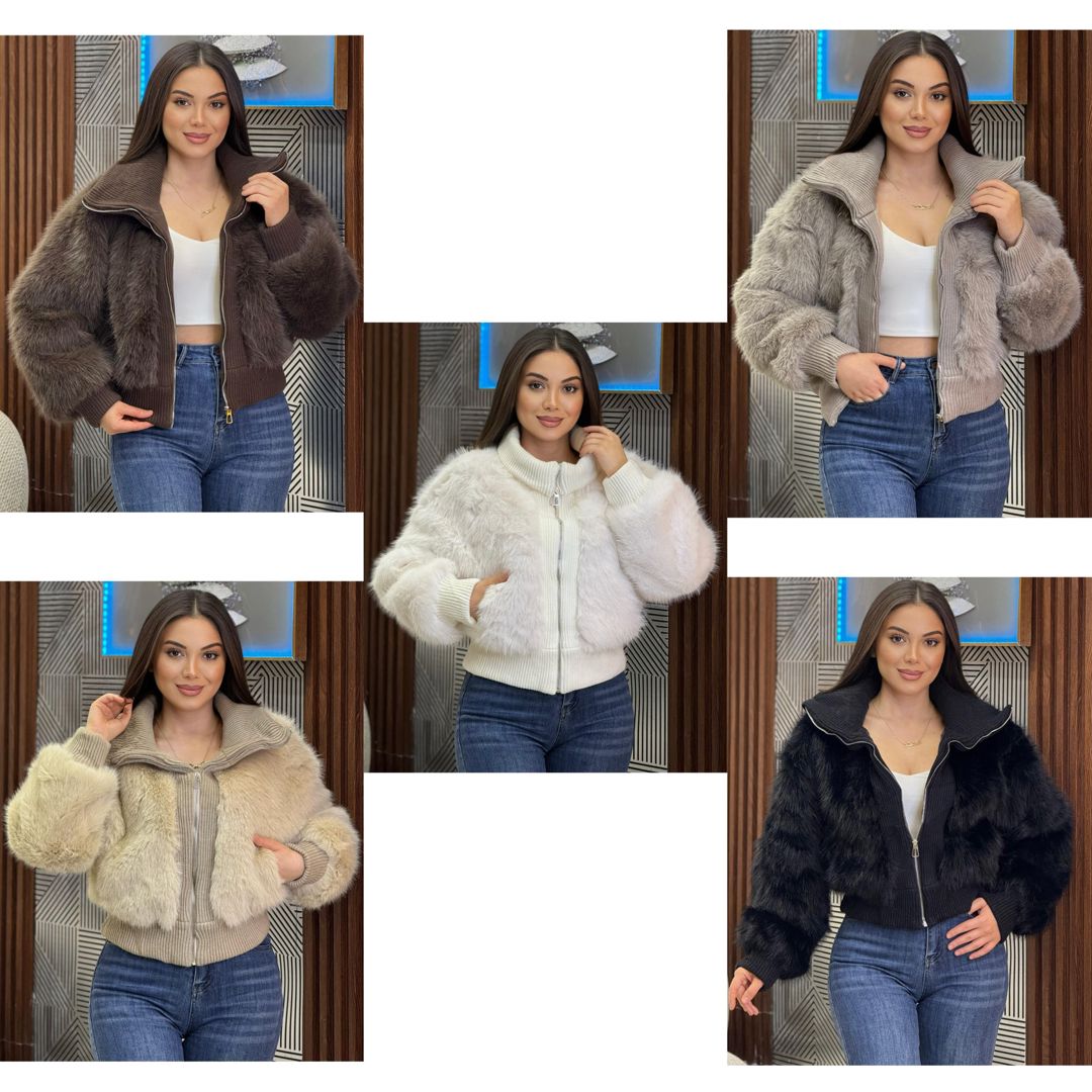 Qadın gödəkçəsi 0281, qara, süni xəz/trikotaj, ölçü One size — Mallar, Bakı (2)