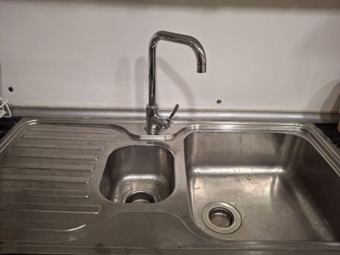 Mətbəx üçün paslanmayan poladdan ikigözlü lavabo və kran dəsti — Bakı
