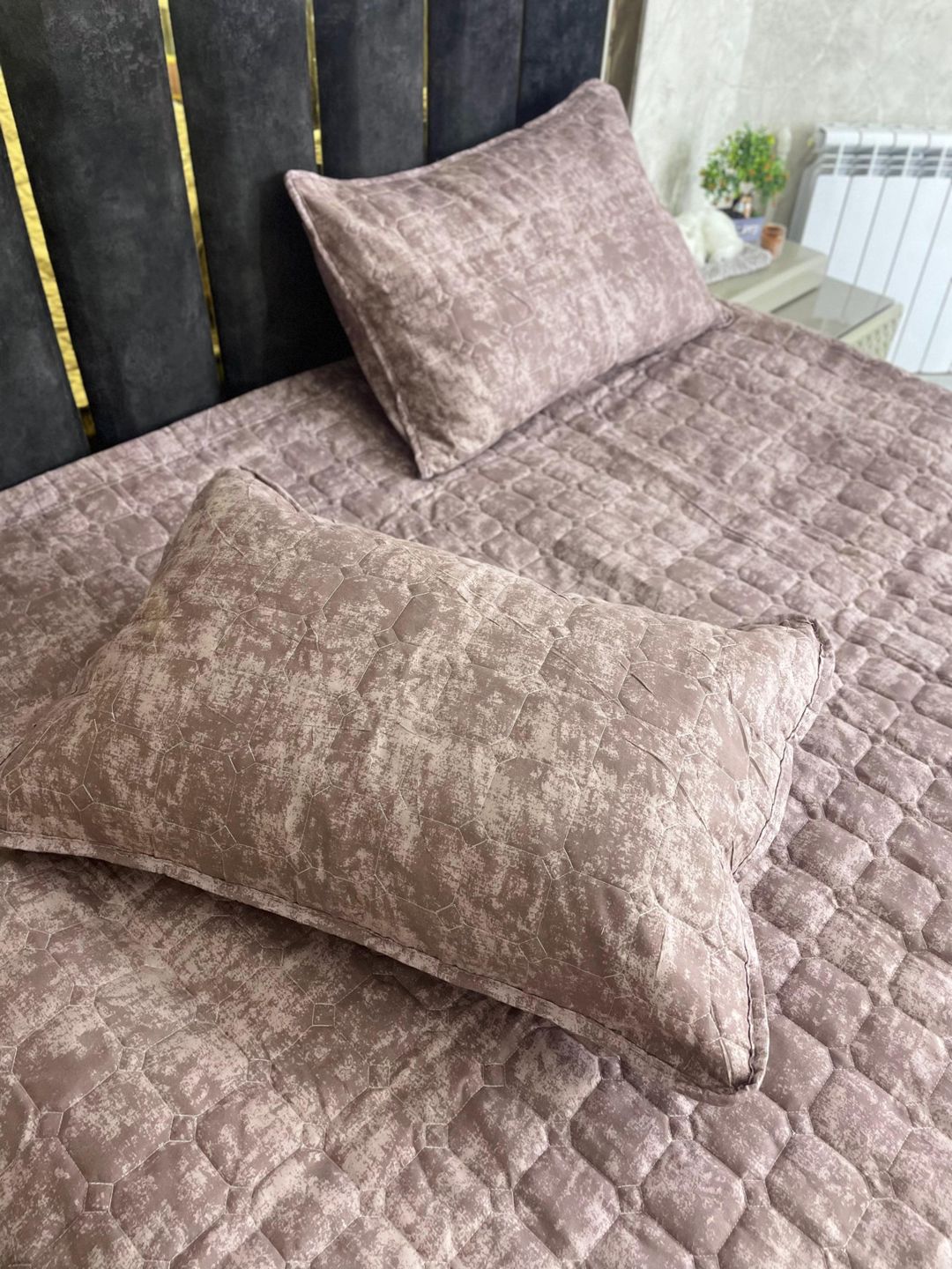 Örtük və yastıq üzləri dəsti Piramida Home Premium UT-52281, örtük 220x240 sm, 2 əd yastıq üzü 50x70 sm, ikinəfərlik, məxmər, çəhrayı — Mallar, Bakı (3)