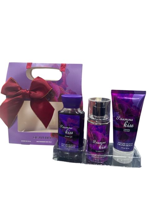 Bədən üçün kosmetika dəsti Dear Body Pousonous Kiss duş geli 88 ml + bədən spreyi 88 ml+ əl kremi 59 ml) — Bakı