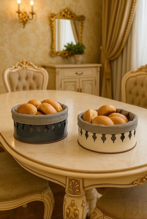 Çörək qabı, dairəvi, içi parçalı, ağ - homestore_vm1902 — Bakı