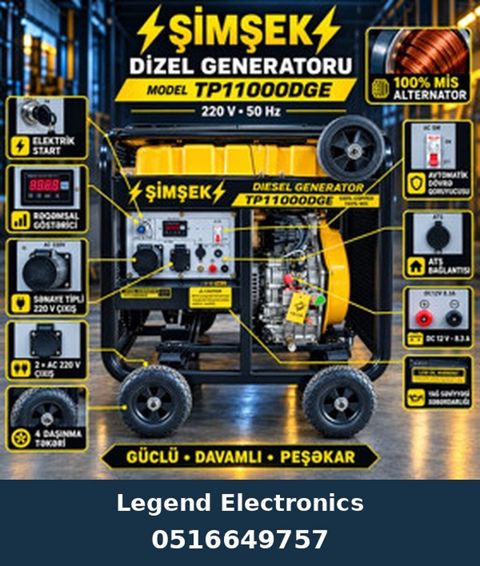 Elan başlığı: Dizel generator Şimşek, TP11000DGE, Dizel, 8.5 kVt, 8.5 — Bakı