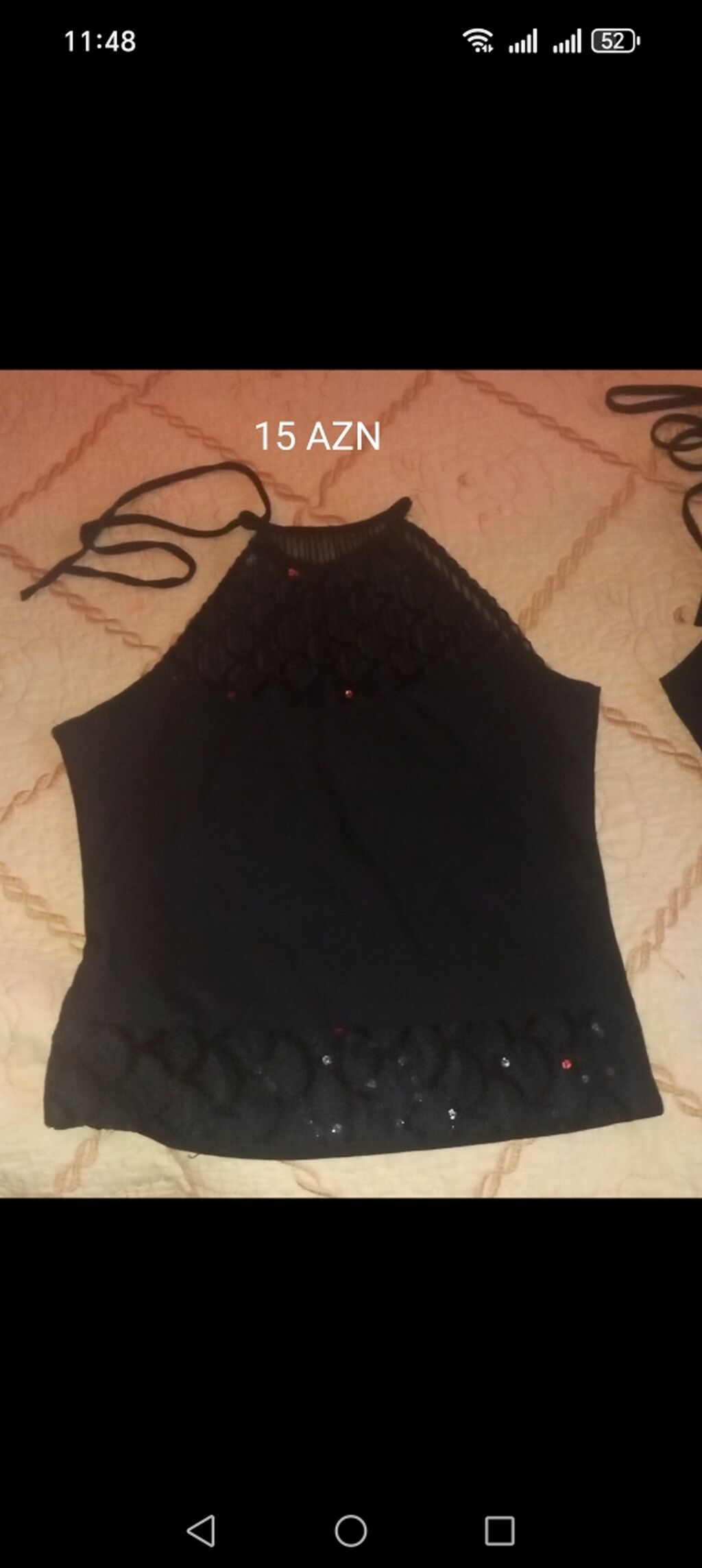 Qadın üçün şık qara top - Model: boyundan bağlamalı (halterneck) — Futbolka və polo, Bakı (2)