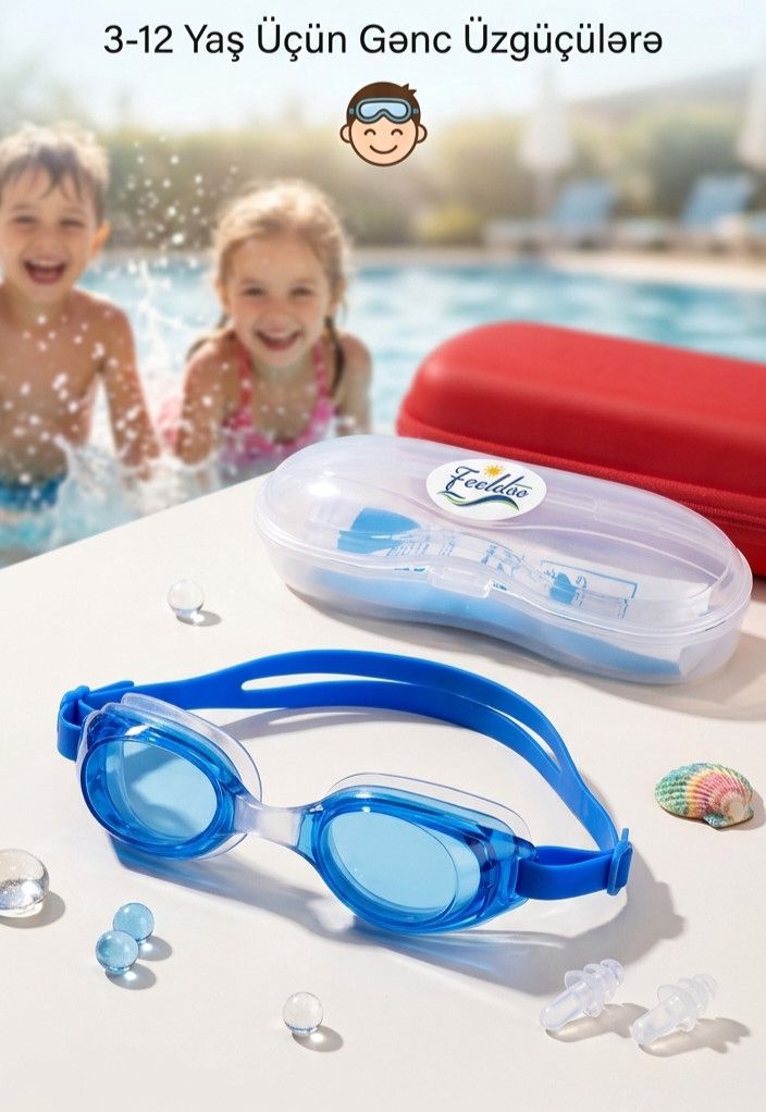 Üzgüçülük üçün eynək Feeldoo DT-215, göy, ölçü M — Mallar, Bakı