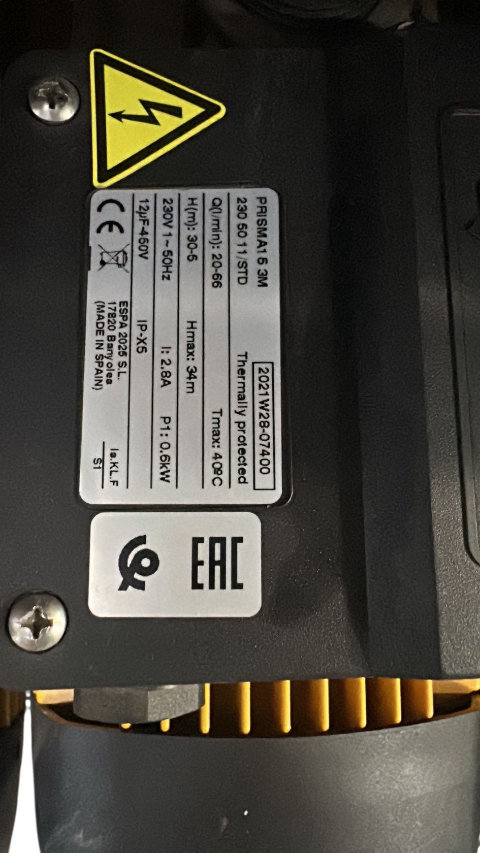 Su nasosu Espa 2025 Prisma15 3M, 600 Vt, 9 m, 34 m — Mallar, Bakı (2)
